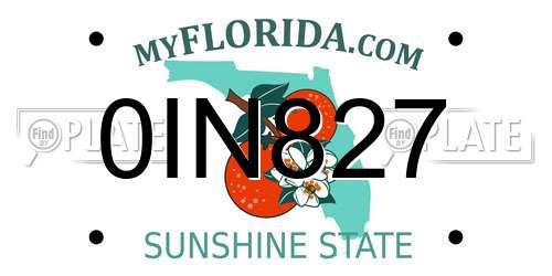 0IN827 Florida License Plate