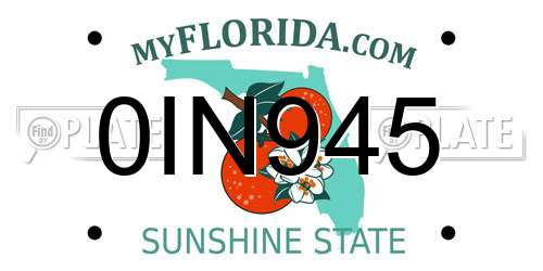0IN945 Florida License Plate