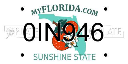 0IN946 Florida License Plate
