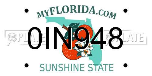 0IN948 Florida License Plate