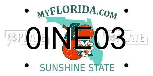 0INE03 Florida License Plate
