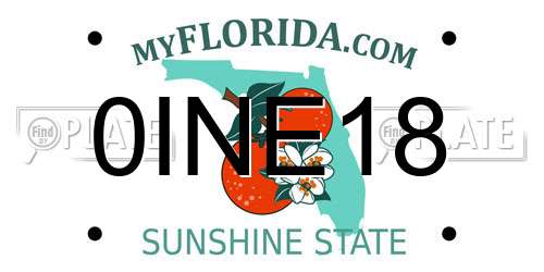 0INE18 Florida License Plate