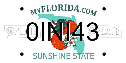 0INI43 Florida License Plate