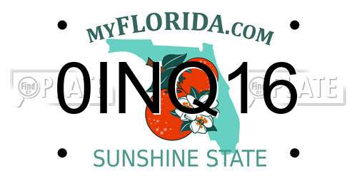 0INQ16 Florida License Plate