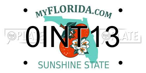 0INT13 Florida License Plate