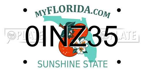 0INZ35 Florida License Plate