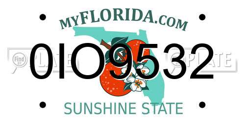 0IO9532 Florida License Plate