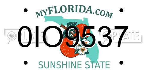 0IO9537 Florida License Plate