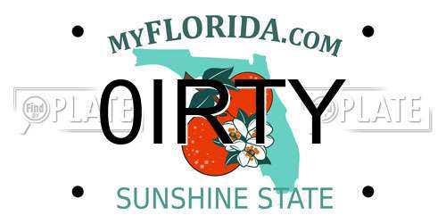 0IRTY Florida License Plate