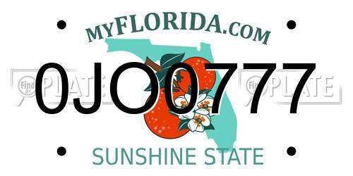 0JO0777 Florida License Plate