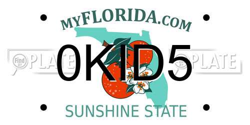 0KID5 Florida License Plate