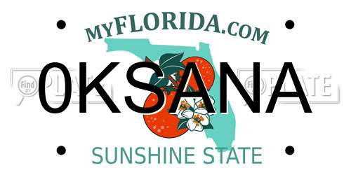 0KSANA Florida License Plate