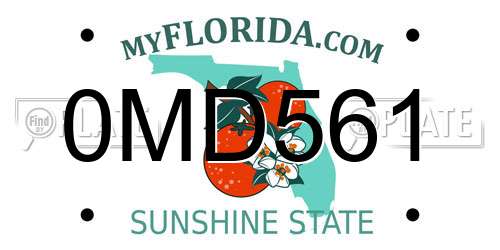 0MD561 Florida License Plate