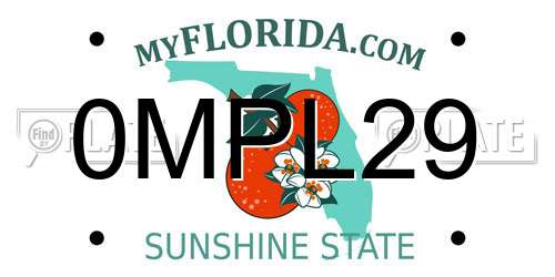 0MPL29 Florida License Plate