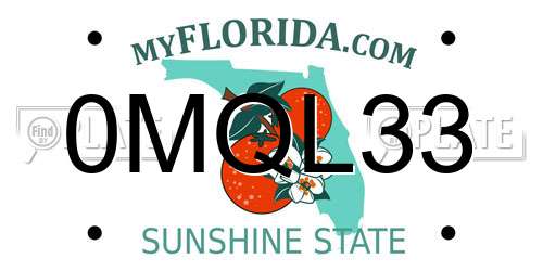0MQL33 Florida License Plate