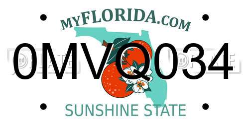 0MVQ034 Florida License Plate