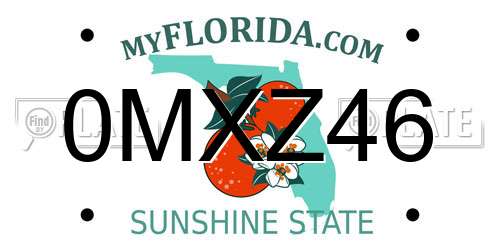 0MXZ46 Florida License Plate