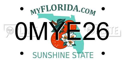 0MYE26 Florida License Plate