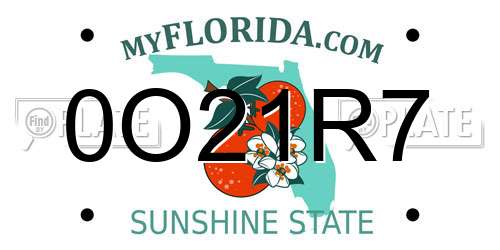 0O21R7 Florida License Plate