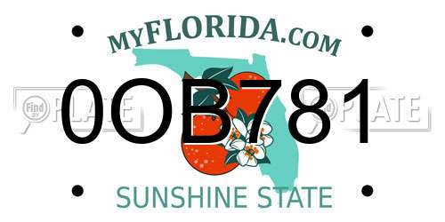 0OB781 Florida License Plate