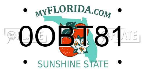0OBT81 Florida License Plate