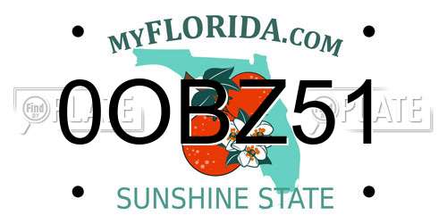 0OBZ51 Florida License Plate