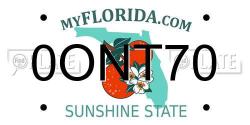 0ONT70 Florida License Plate