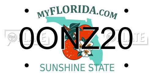 0ONZ20 Florida License Plate