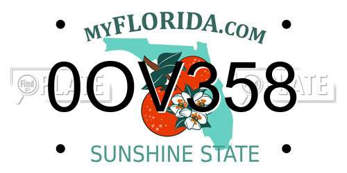 0OV358 Florida License Plate