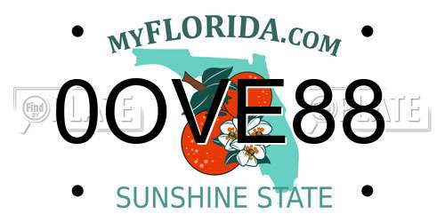0OVE88 Florida License Plate