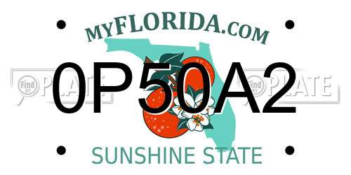 0P50A2 Florida License Plate