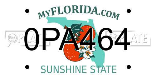 0PA464 Florida License Plate