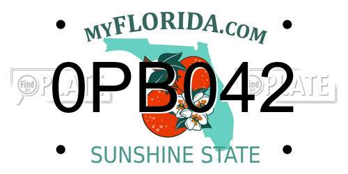 0PB042 Florida License Plate