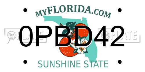 0PBD42 Florida License Plate