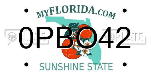 0PBO42 Florida License Plate