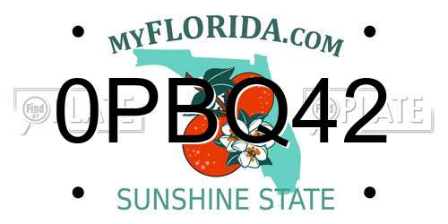 0PBQ42 Florida License Plate