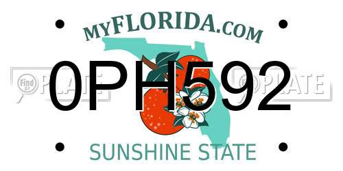 0PH592 Florida License Plate