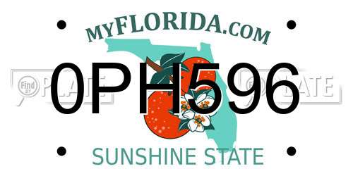 0PH596 Florida License Plate