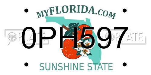 0PH597 Florida License Plate