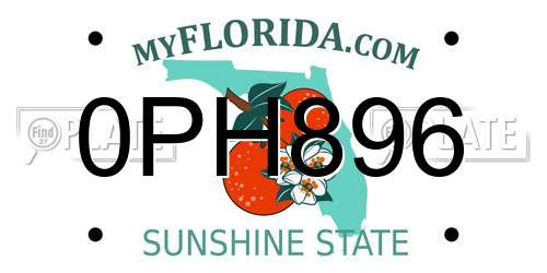 0PH896 Florida License Plate