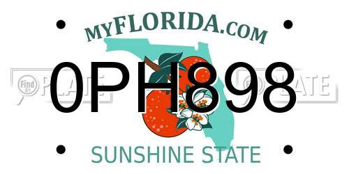 0PH898 Florida License Plate