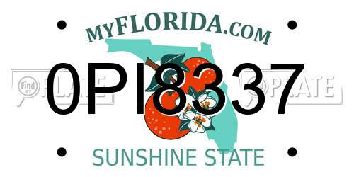 0PI8337 Florida License Plate