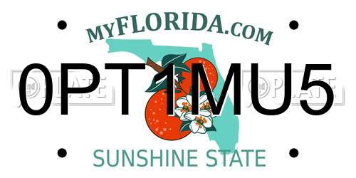 0PT1MU5 Florida License Plate