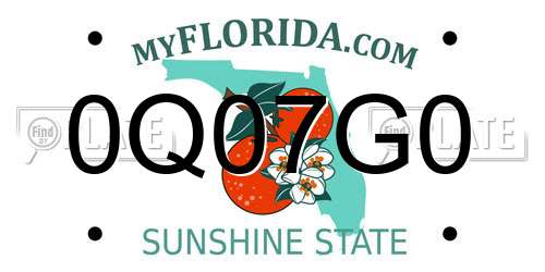 0Q07G0 Florida License Plate