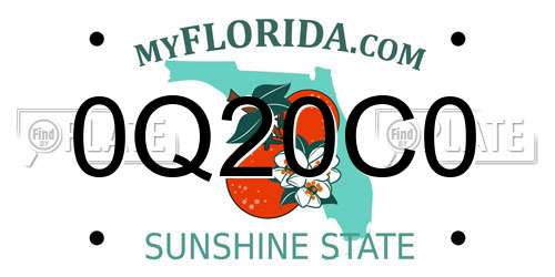 0Q20C0 Florida License Plate