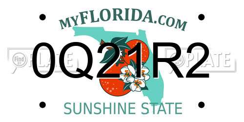 0Q21R2 Florida License Plate