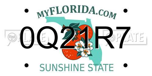 0Q21R7 Florida License Plate