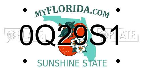 0Q29S1 Florida License Plate
