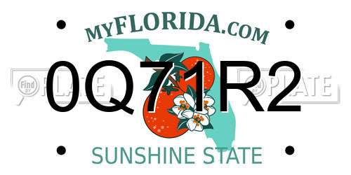 0Q71R2 Florida License Plate