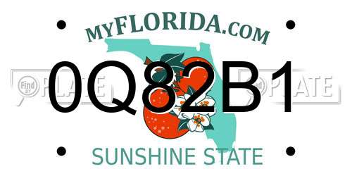 0Q82B1 Florida License Plate